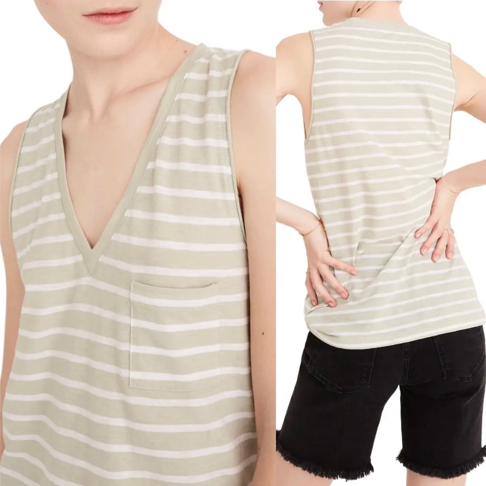 Madewell whisper cotton V-neck pocket tank